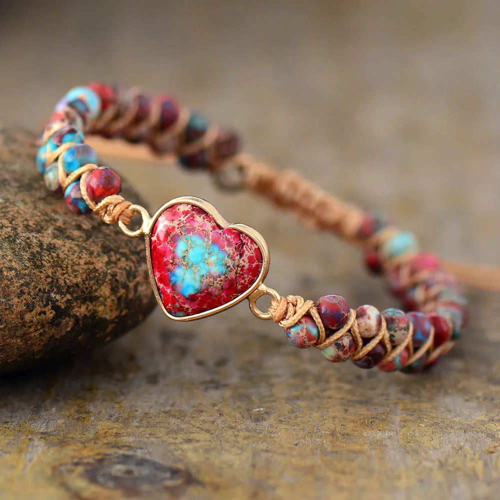 Natural Turquoise Stone Heart Charm Bracelets