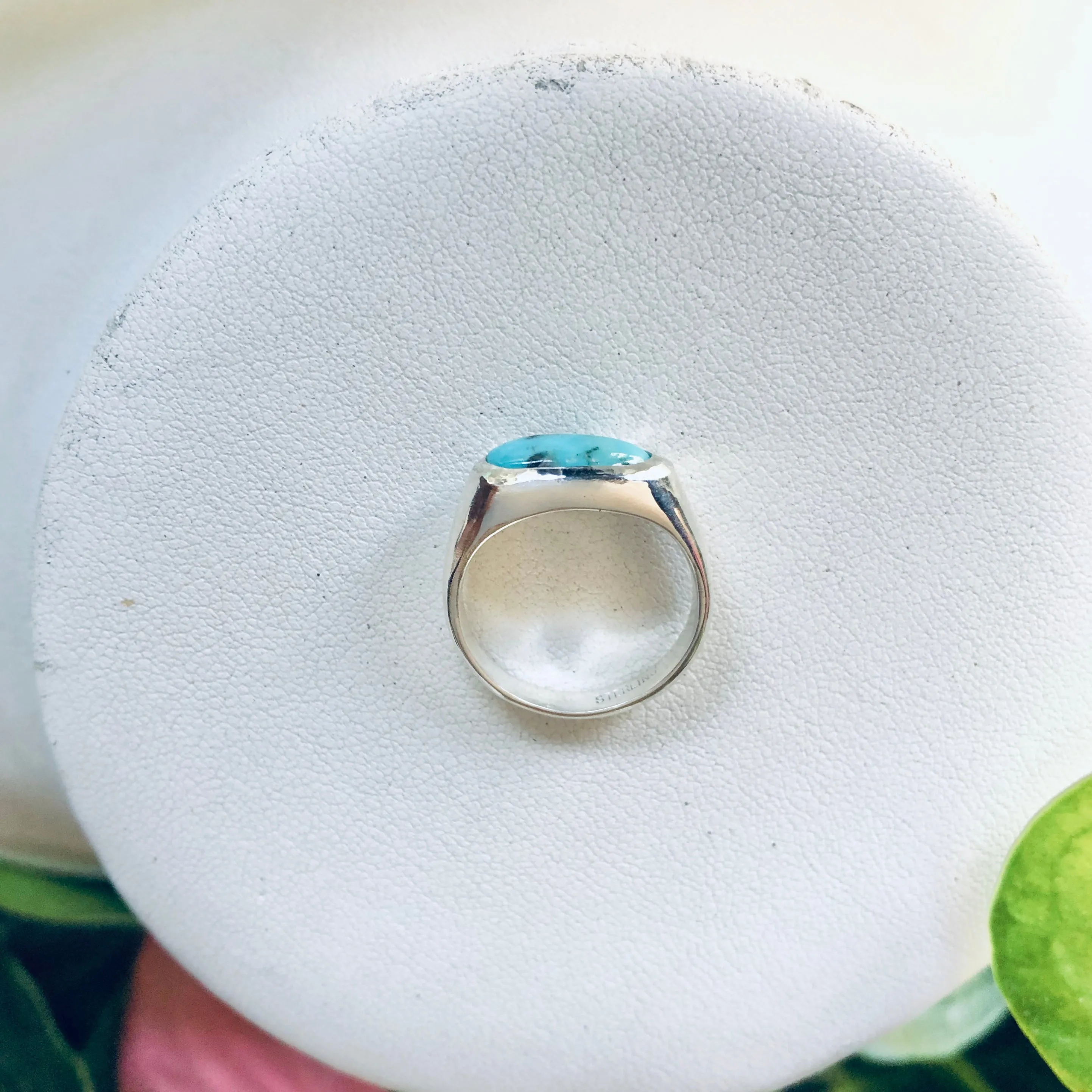 Oblong turquoise ring