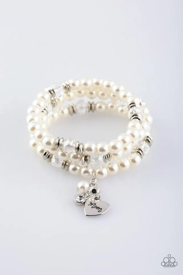 Paparazzi Bracelet ~ Mom Wow - White