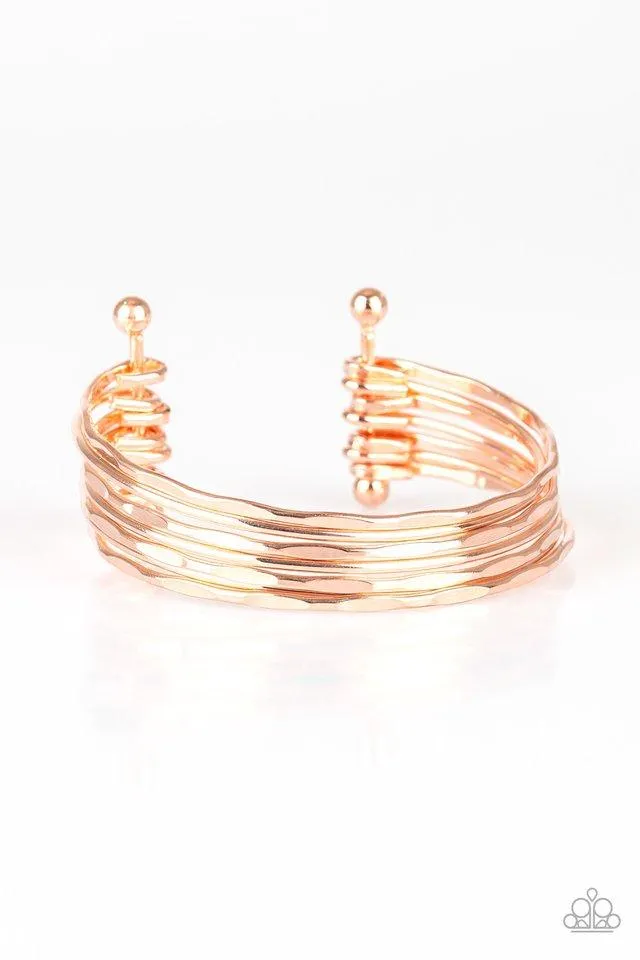 Paparazzi Bracelet ~ Timelessly Textured - Rose Gold