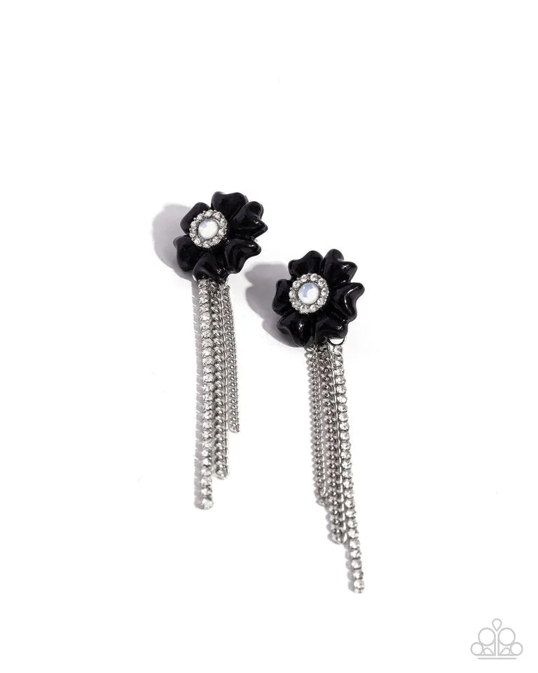 Paparazzi Earring ~ Floral Fuel - Black