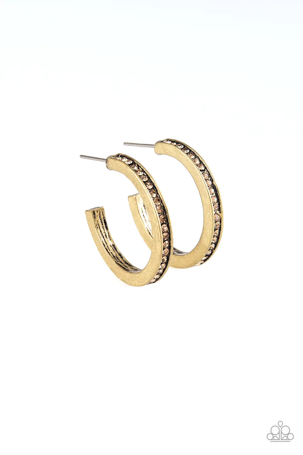 Paparazzi Earring ~ Hoop Haven - Brass