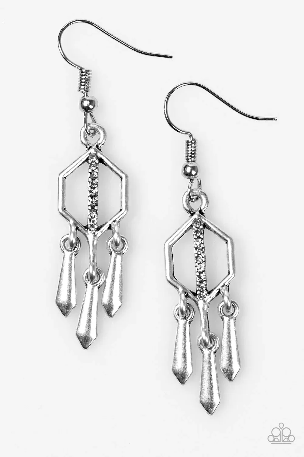 Paparazzi Earring ~ Leading Edge - Silver