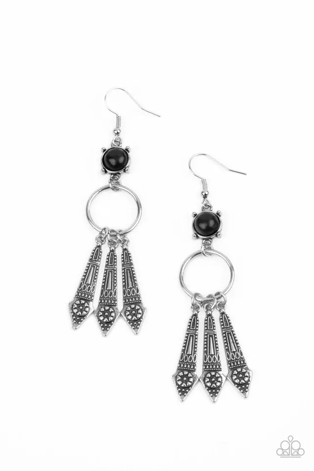 Paparazzi Earring ~ Prana Paradise - Black