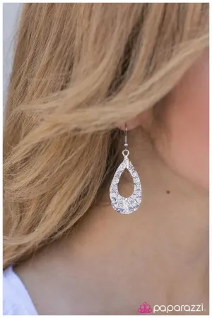 Paparazzi Earring ~ Shine On - White