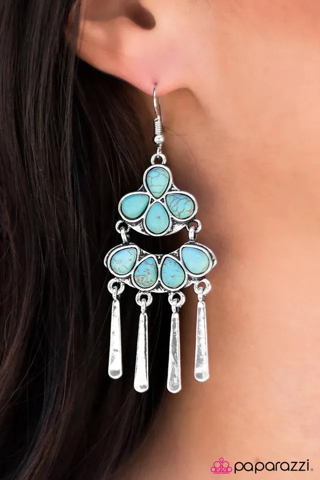 Paparazzi Earring ~ Stone Symphony - Blue