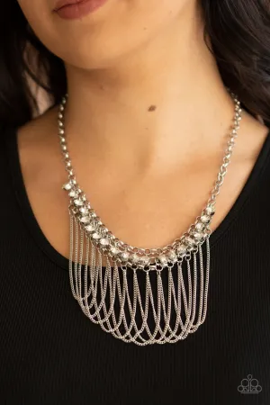 Paparazzi Necklace ~ Flaunt Your Fringe - White