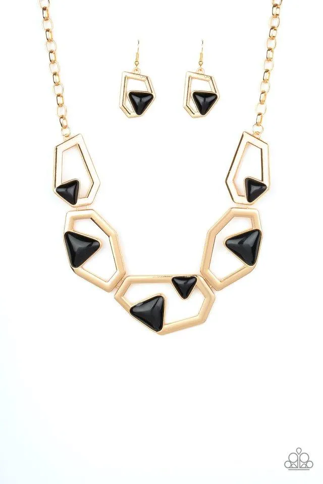 Paparazzi Necklace ~ GEO-ing, GEO-ing, Gone - Gold