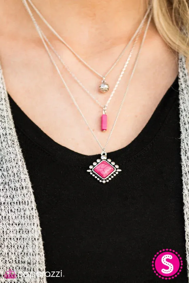 Paparazzi Necklace ~ Leave No SANDSTONE Unturned - Pink