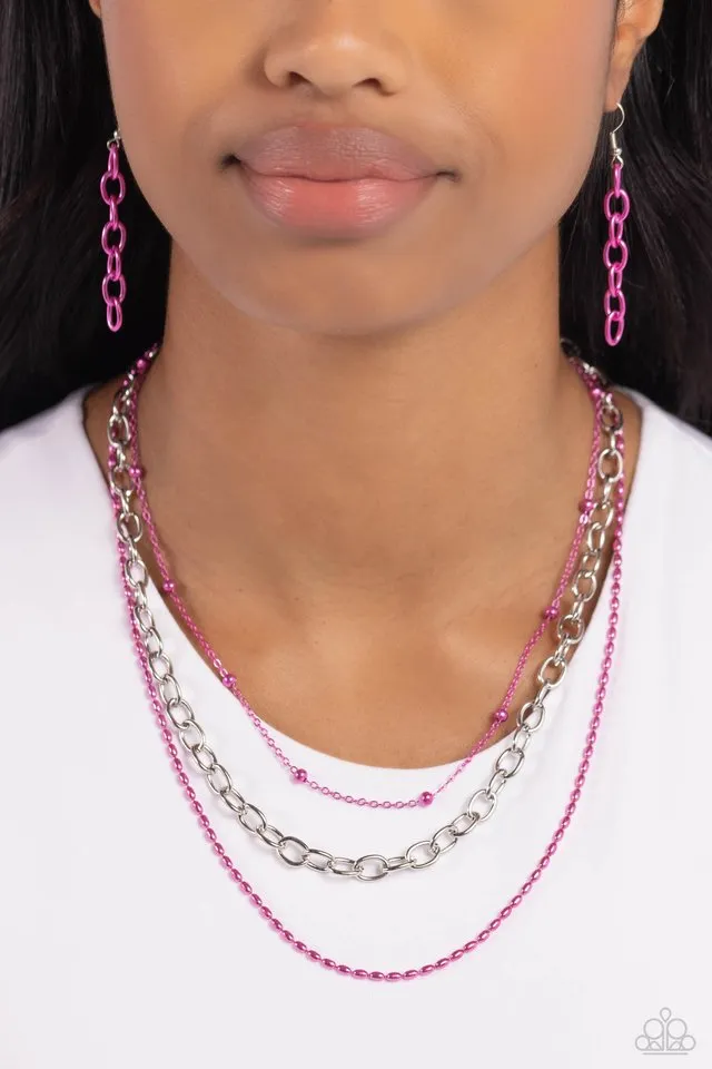 Paparazzi Necklace ~ Mardi Gras Mayhem - Pink