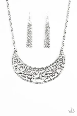 Paparazzi Necklace ~ Moroccan Moon - Silver