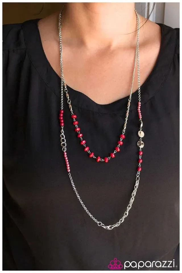 Paparazzi Necklace ~ The Heat is On - Red