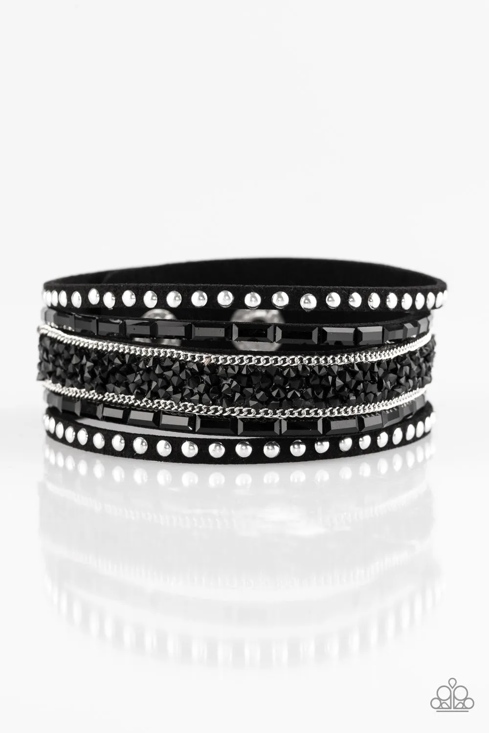 Paparazzi Rhinestone Rocker Black Wrap Bracelet