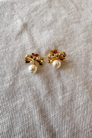 Pearl Bow Drop Earrings