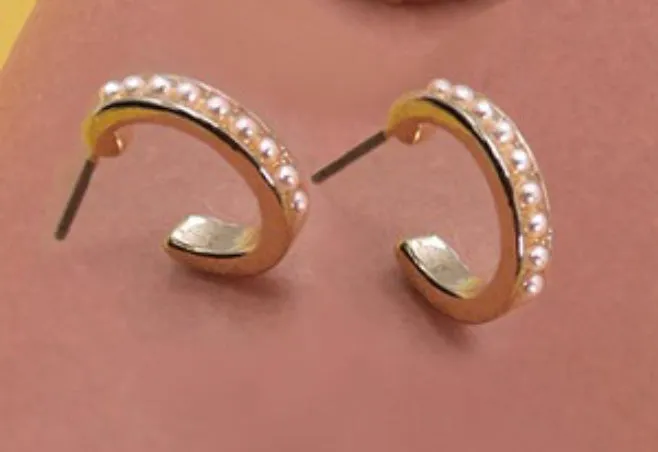 Pearl Drop Hoop Earrings