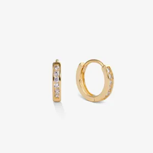 PETITE HIDDEN PAVÉ HOOPS Gold