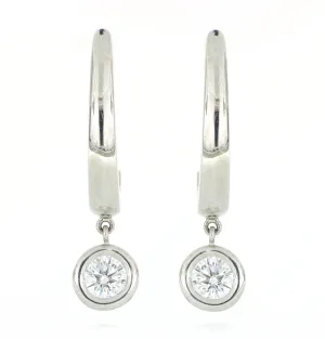 Platinum Bezel Set Solitaire Diamond Hoop Earrings