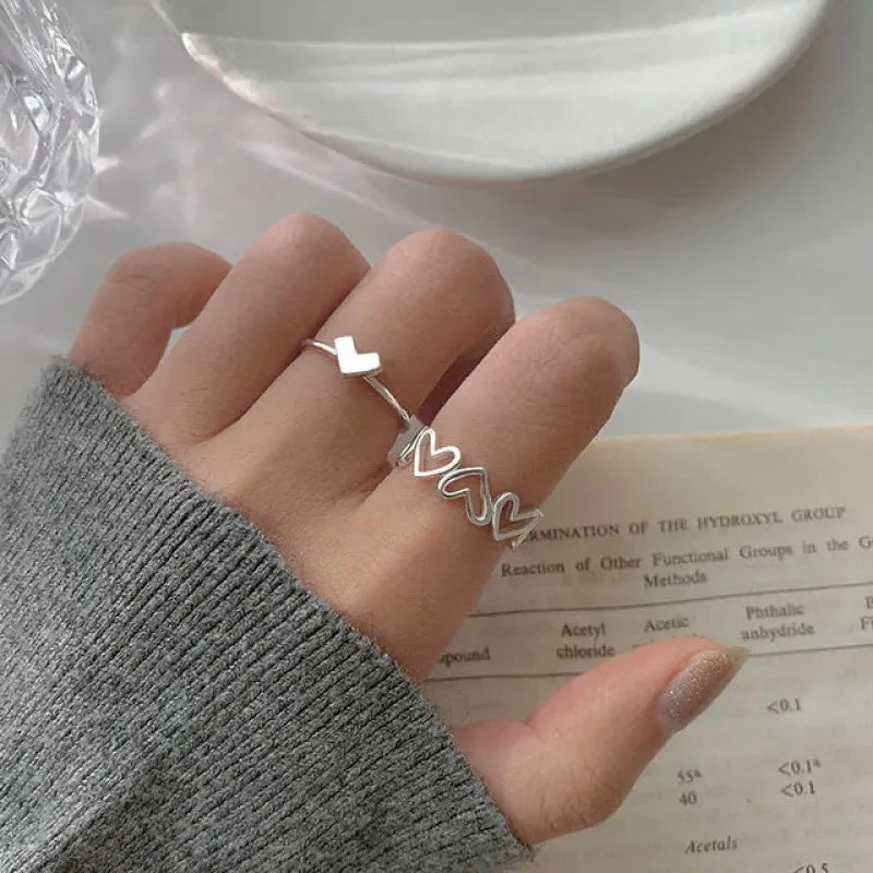 Punk Heart Butterfly Shaped Female Girls Gift Ring