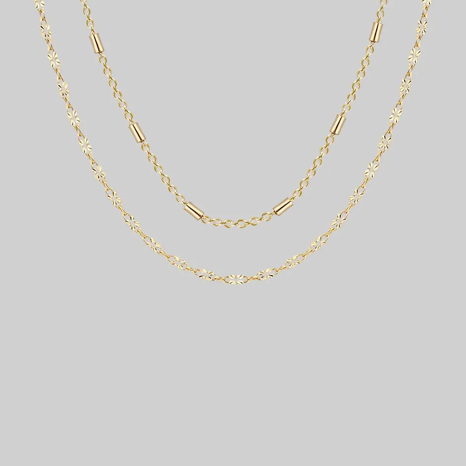 PURITY. Delicate Double Chain Necklace - Gold