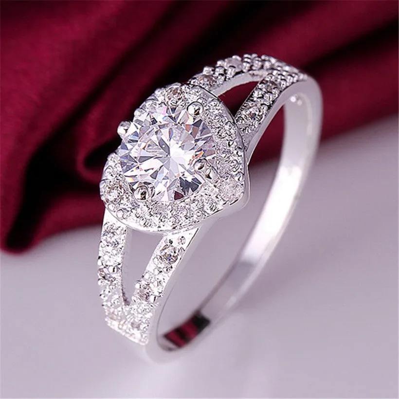 R338 new cute hot sale silver ring jewelry fashion charm woman wedding stone lady high quality crystal CZ Ring