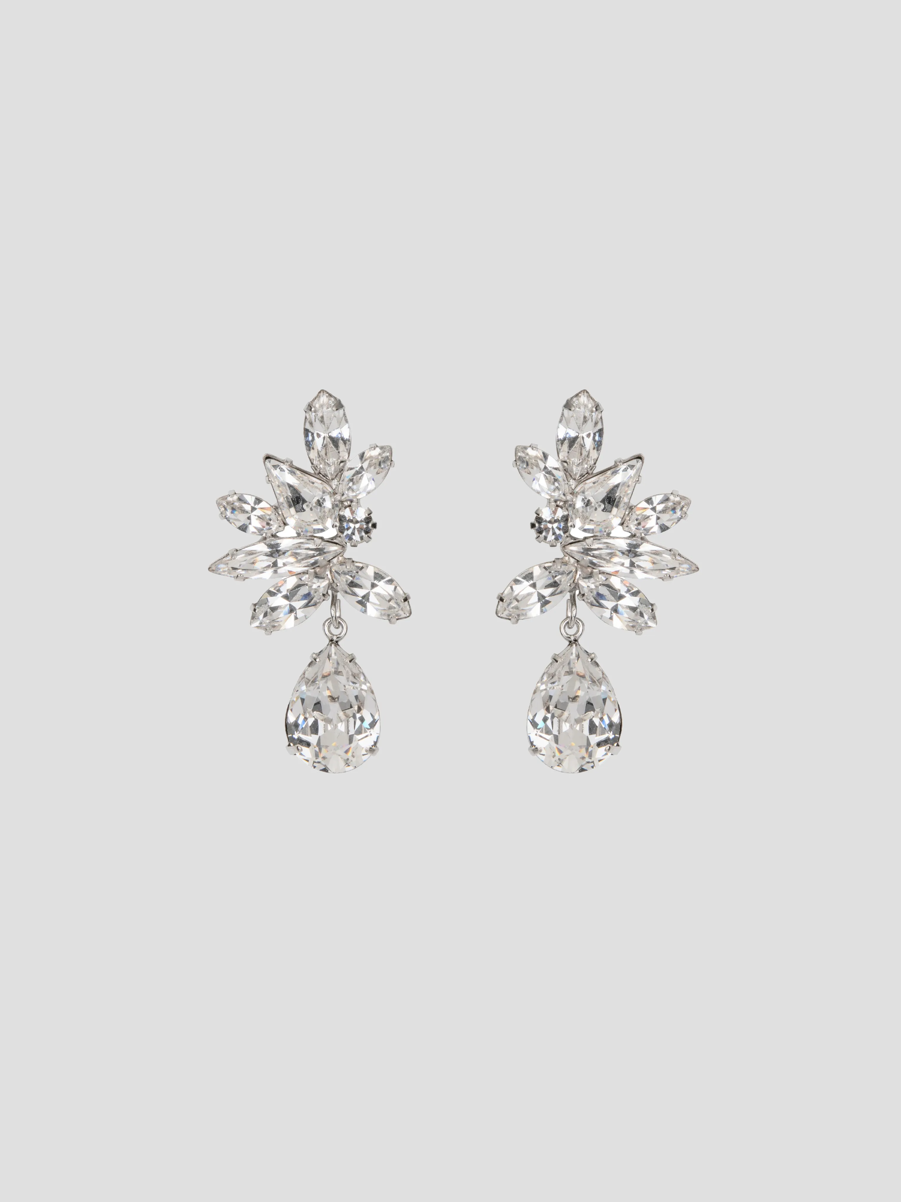 Raelynn Crystal Silver Plated Gem Cut Swarovski Cluster Stud Earrings