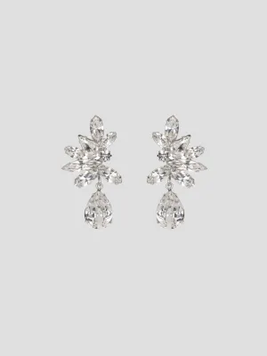 Raelynn Crystal Silver Plated Gem Cut Swarovski Cluster Stud Earrings