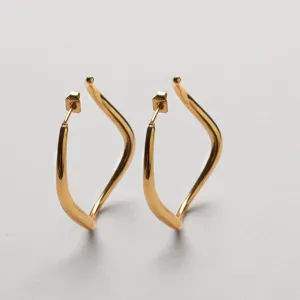 Ripple Hoop Ø32 mm, 18K Goldplated