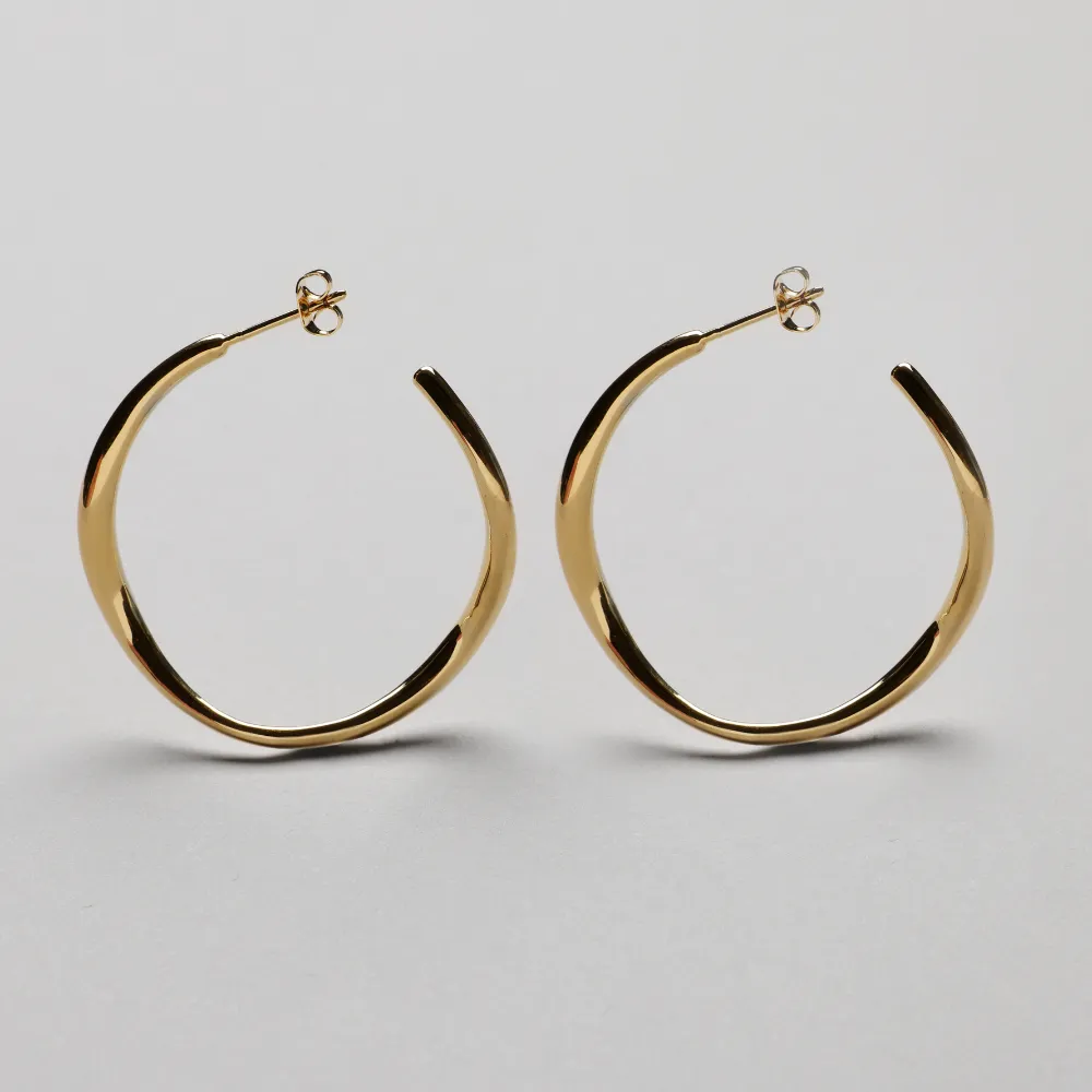 Ripple Hoop Ø32 mm, 18K Goldplated