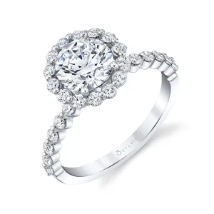 Round Cut Classic Halo Engagement Ring - Athena Platinum White