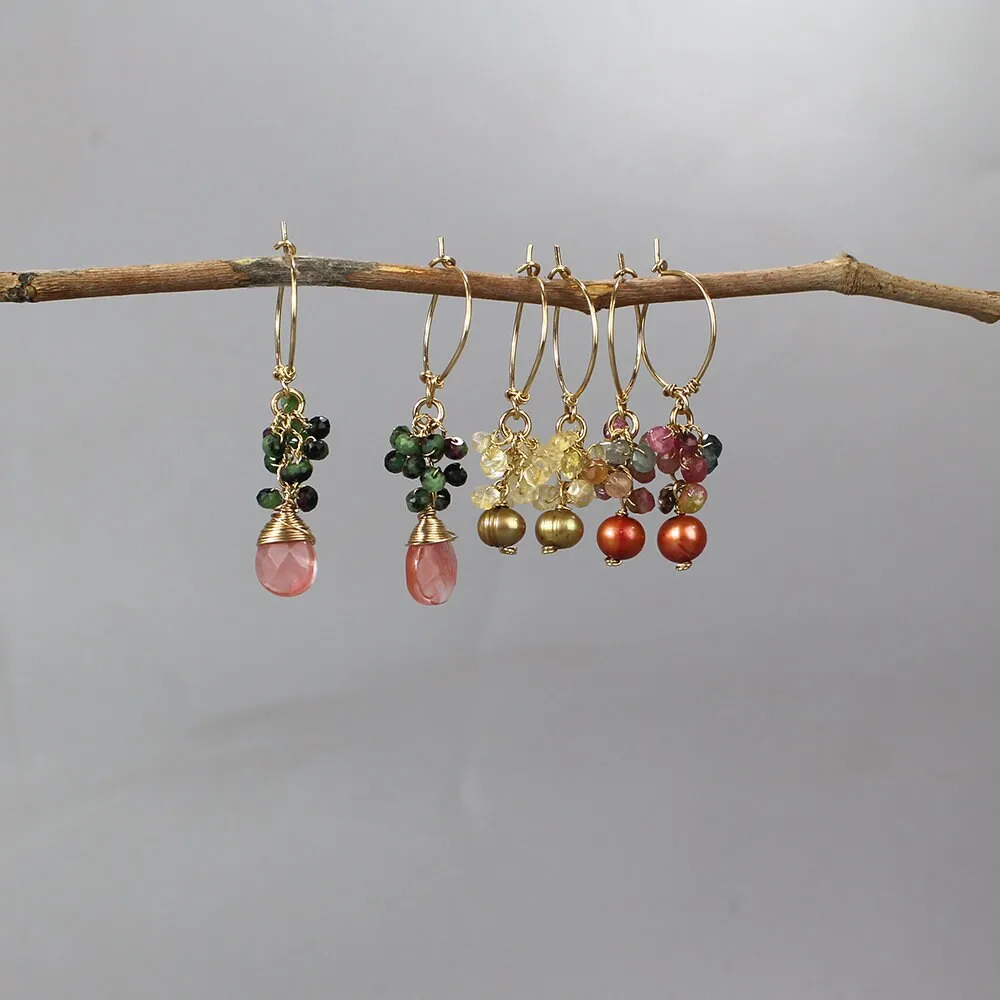 Ruby Zoisite Cherry Quartz Hoop Earrings