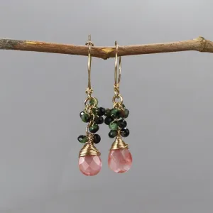 Ruby Zoisite Cherry Quartz Hoop Earrings