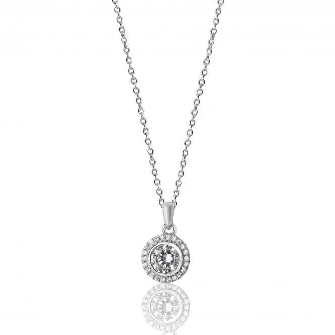 Silver & Co 1 Ct Round Halo CZ Chain Pendant SPG0001CZ