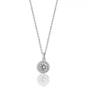 Silver & Co 1 Ct Round Halo CZ Chain Pendant SPG0001CZ