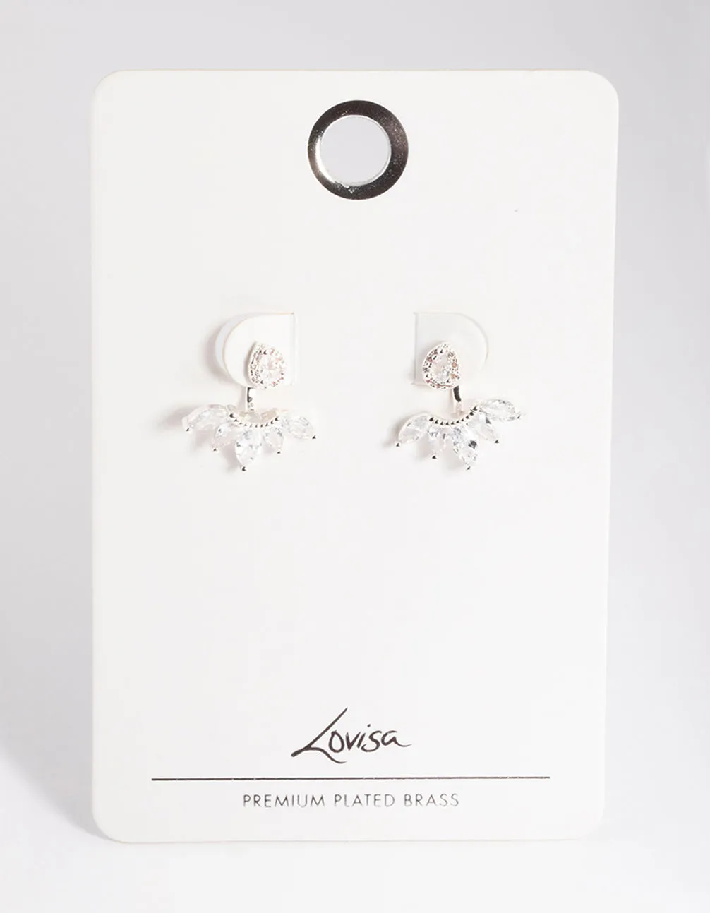 Silver Cubic Zirconia Marquise Jacket Earring