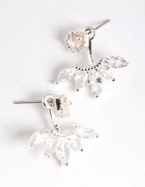 Silver Cubic Zirconia Marquise Jacket Earring