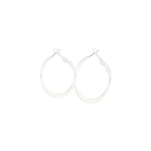 Silver Flat Edge Hoop Earrings