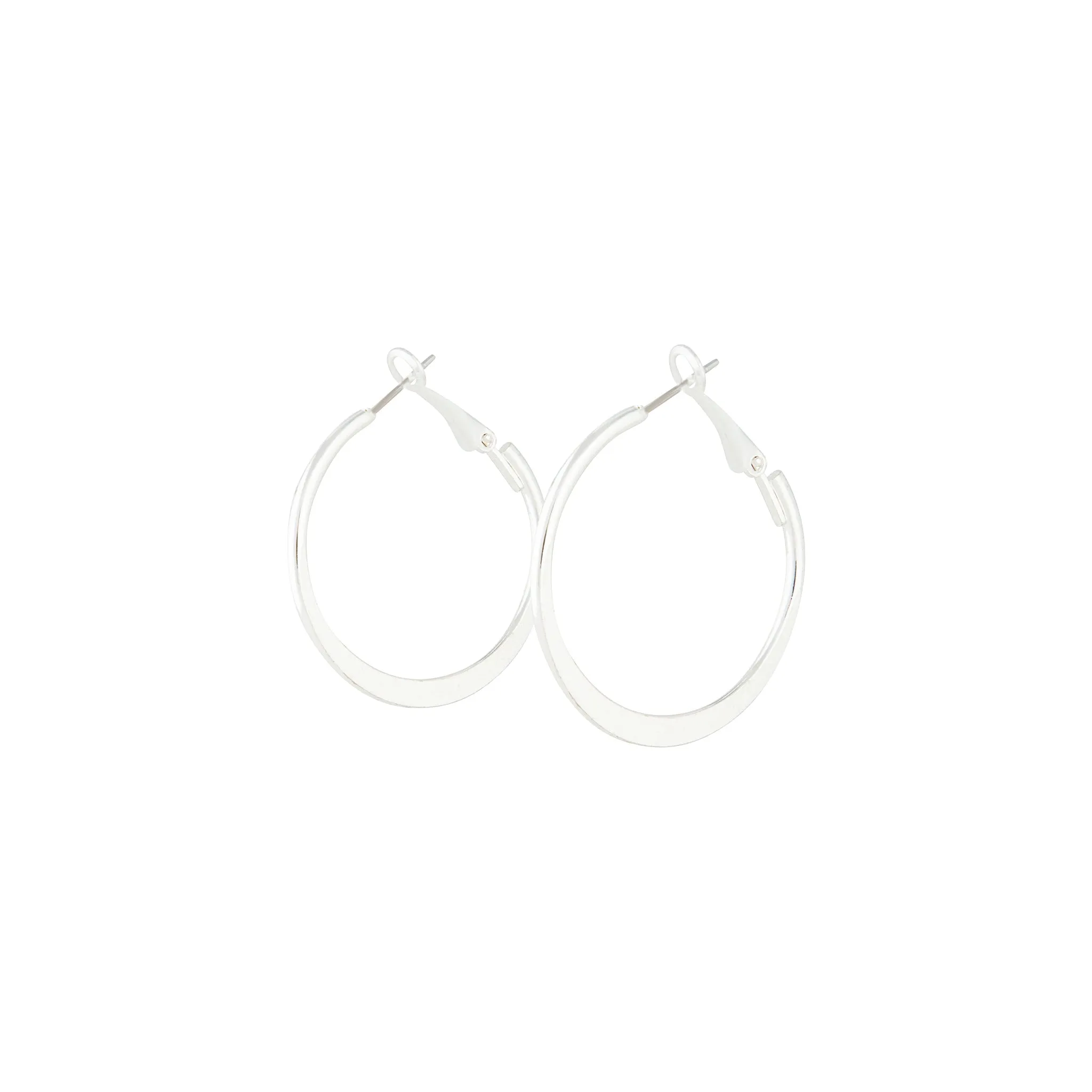 Silver Flat Edge Hoop Earrings