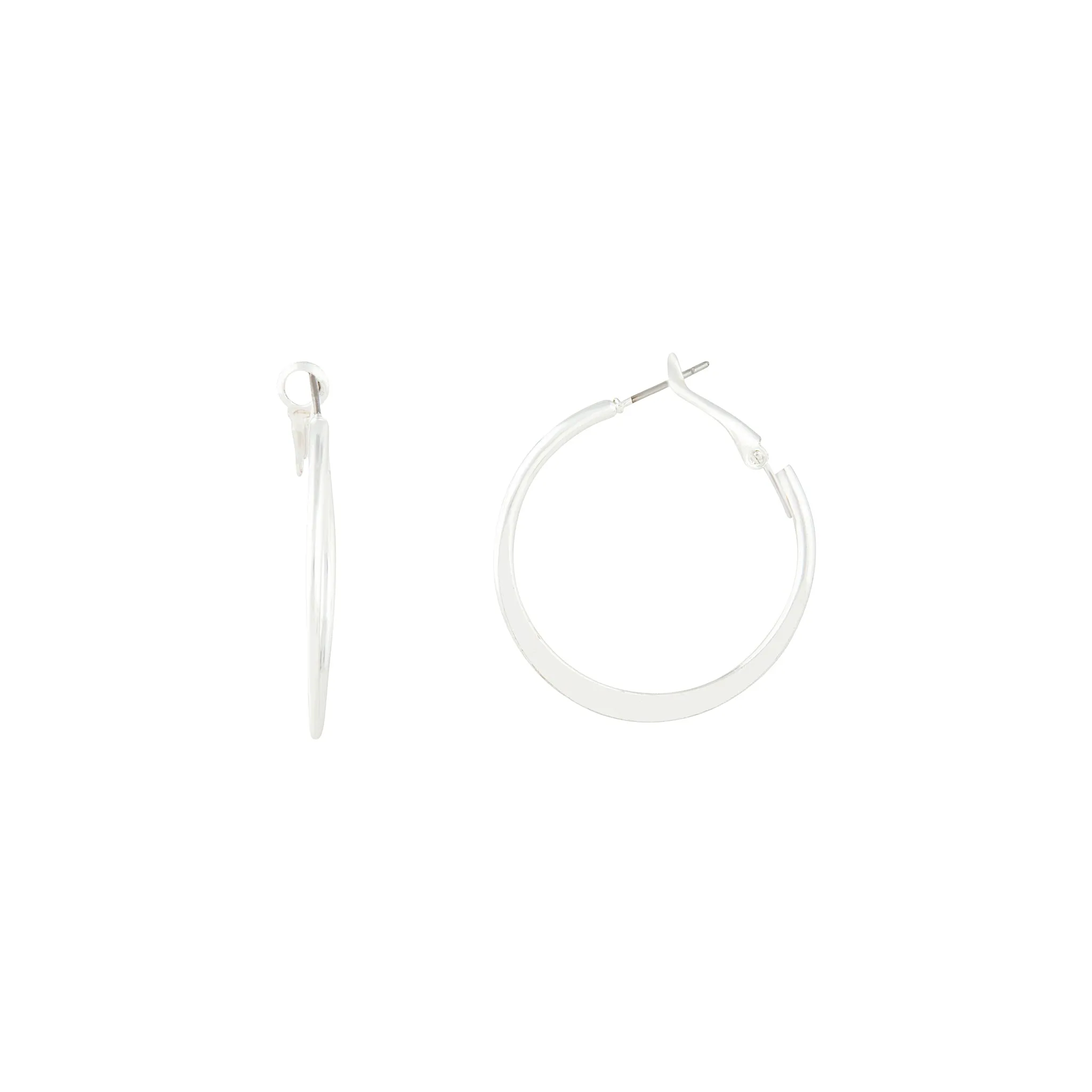 Silver Flat Edge Hoop Earrings