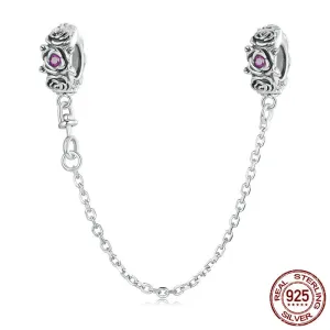 Silver Rose Silicone Safety Chain