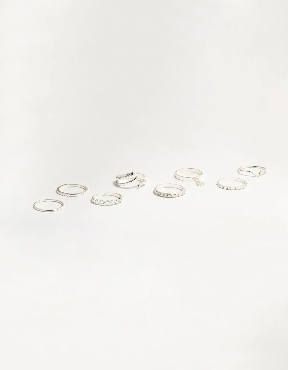 Silver Swirl Mixed Stacking Rings