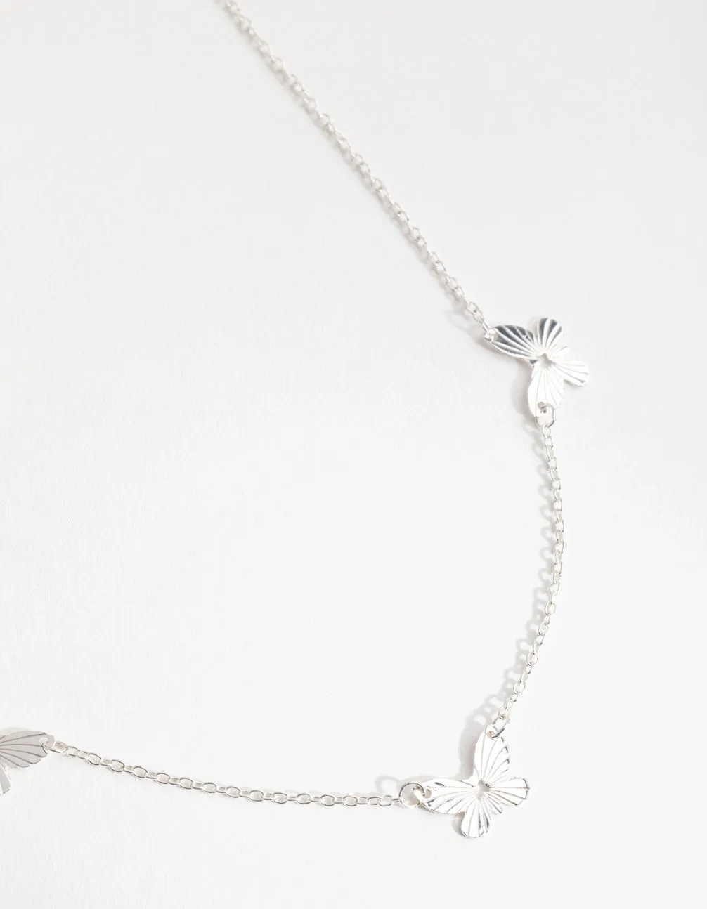 Silver Triple Butterfly Necklace