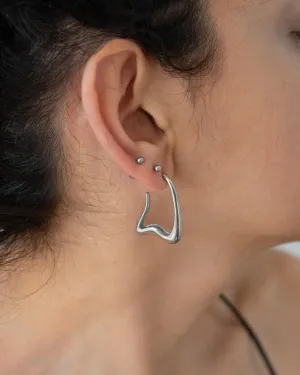 Silver Wavy Hoop Earrings