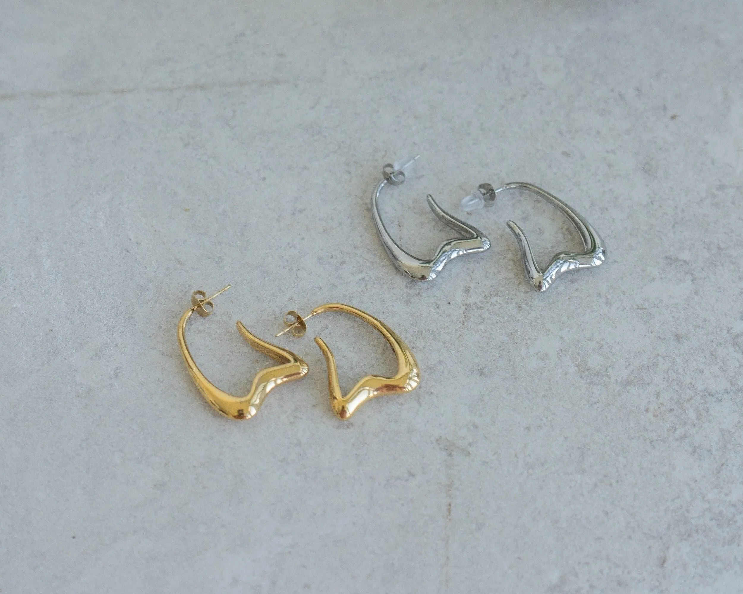 Silver Wavy Hoop Earrings