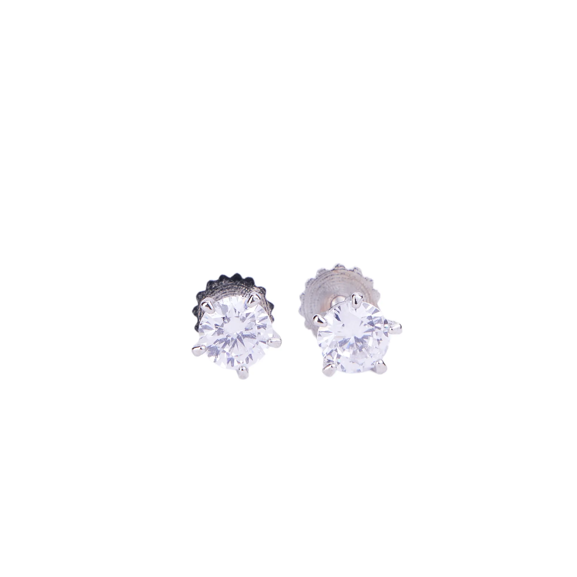 Single White Stud Screw Earrings