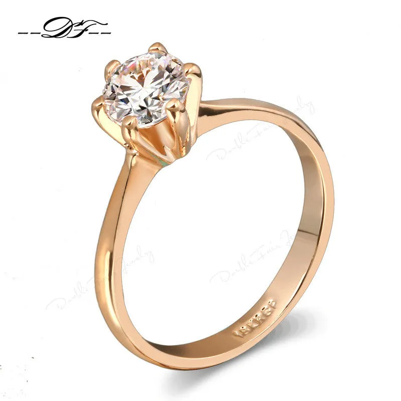 Six Claw 1 Carat Diamond Engagement Rings 18K Silver/Rose Gold Plated Cubic Zircon Jewelry For Women