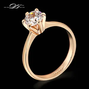 Six Claw 1 Carat Diamond Engagement Rings 18K Silver/Rose Gold Plated Cubic Zircon Jewelry For Women