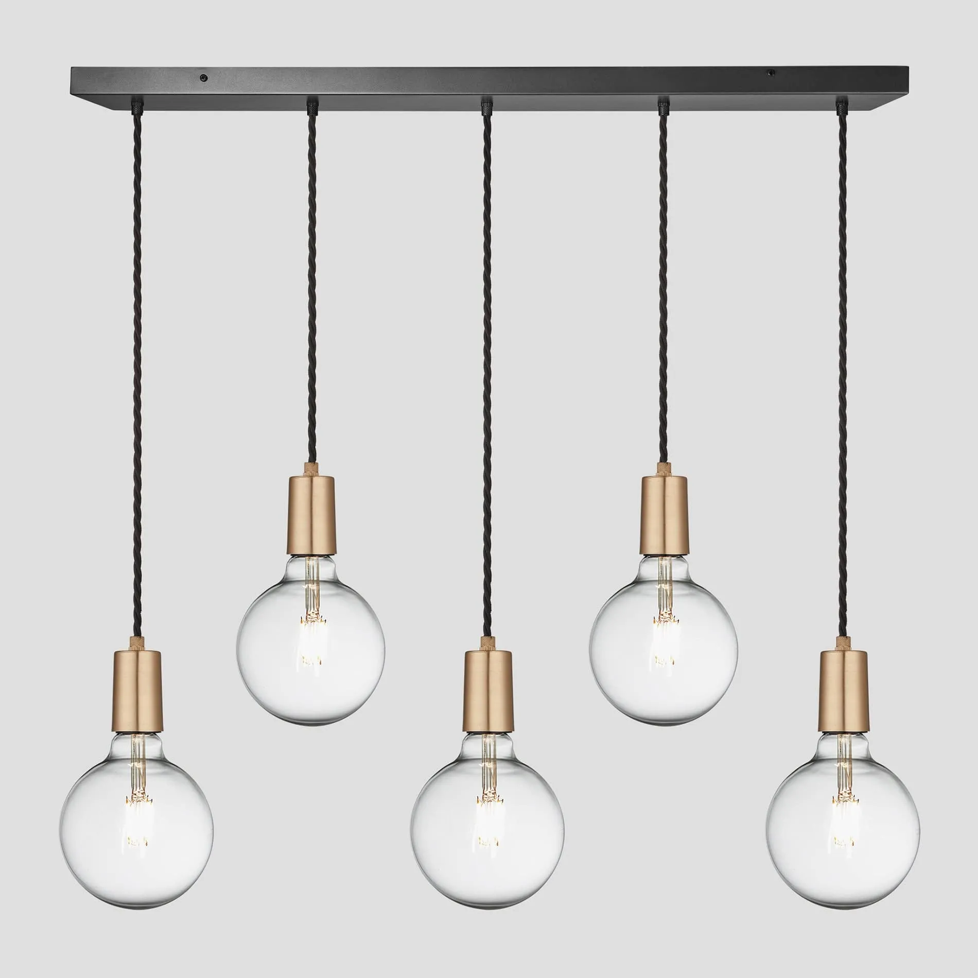 Sleek Edison Cluster Lights - 5 Wire - Brass