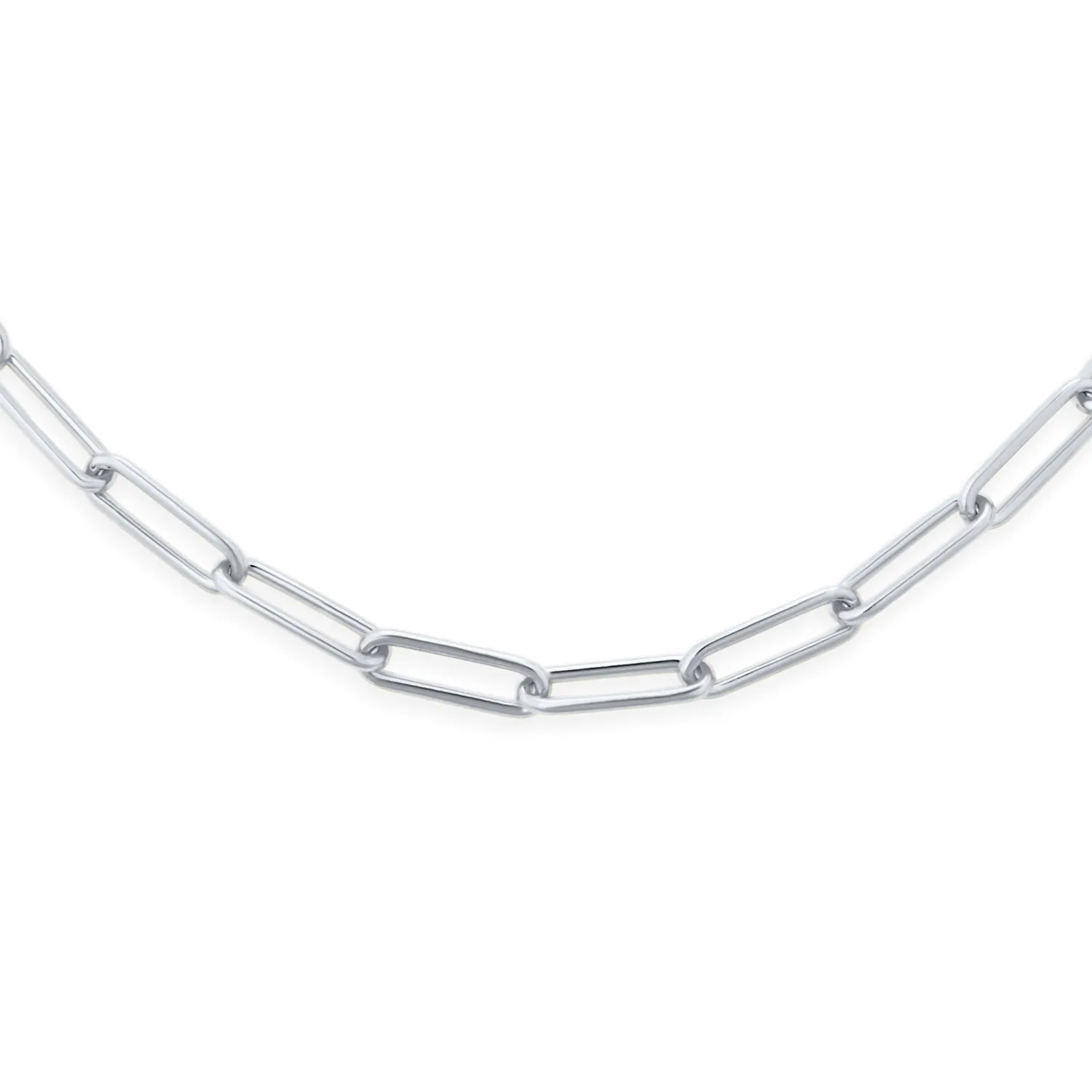 Solid Sterling Silver Italian 3.5MM Rounded Link Chain Necklace for Men Nickel-Free