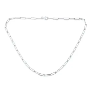 Solid Sterling Silver Italian 3.5MM Rounded Link Chain Necklace for Men Nickel-Free