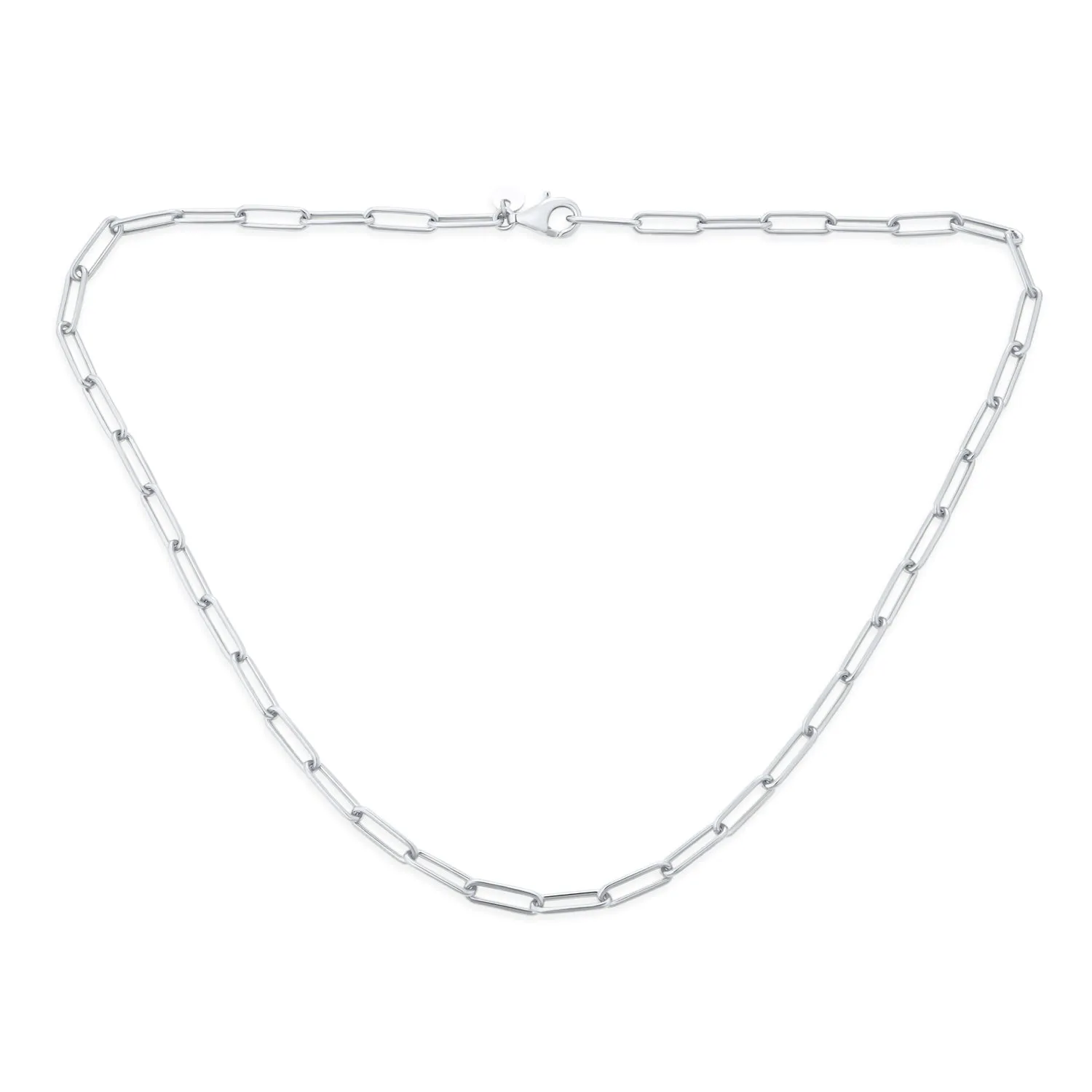 Solid Sterling Silver Italian 3.5MM Rounded Link Chain Necklace for Men Nickel-Free